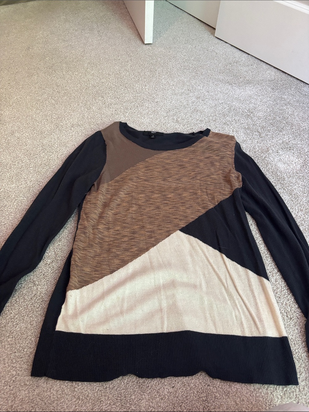 Mossimo Supply Co. Colorblock Crewneck Sweater in Black, Brown, Cream